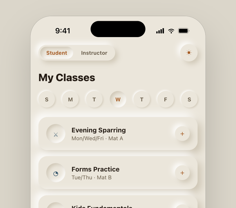 Anvil Dojo mobile app class list